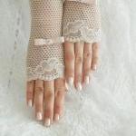 Lace Glove, Peach Lace Glove, Glove, Bridal Glove,..