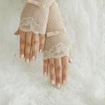 Lace Glove, Peach Lace Glove, Glove, Bridal Glove,..
